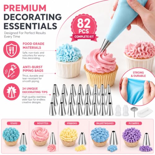 82 pcs Cake Decorating Kit,Baking Supplies Tools,