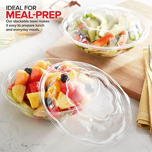 Stock Your Home 18oz Clear Plastic Salad Bowls with Lids Disposable (50 Pack) Mini Takeout Container with Snap on Lid for Fruit Salads, Quinoa, Lunch and Meal Prep, Acai Bowl, To-Go Party Containers - size: 18oz
