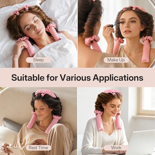 LitBear Jumbo Heatless Curls Overnight Set for Long Thick Hair, Pink