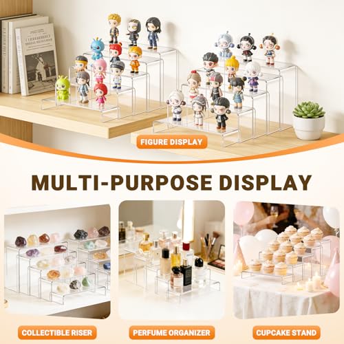 FUNFERY Acrylic Display Risers, 2 Set(7.8"L~8.2"L~8.6"L~9"L~9.3"L)Shelf - color: Clear, size: 10 Pcs
