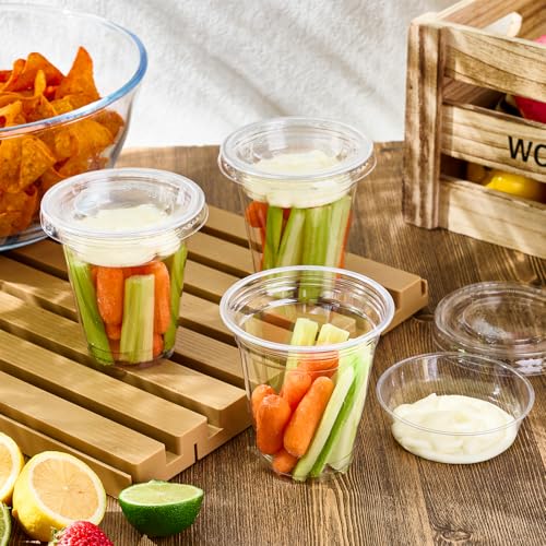 50 Sets 12 oz Disposable Plastic Parfait Cups with Insert & Flat lids - size: Flat Lids - 12 oz