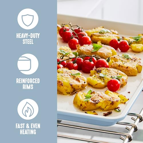 GreenLife 18” x 13” Ceramic Nonstick Half Cookie Sheet, Blue Haze - color: Blue Haze, size: 18" x 13" Half Baking Sheet