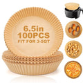 Air Fryer Liners Disposable, 100Pcs Parchment Paper 6.5" Round for 3-5QT - size: 6.5"Round
