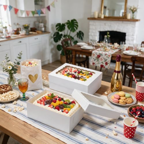 30pcs 14x10x6in Rectangular Quarter Sheet Cake Boxes with Window - size: 14x10x6inch