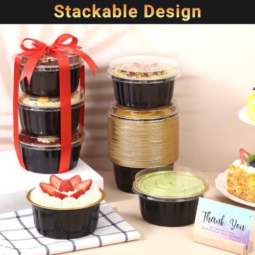 Beasea 11.4oz Disposable Baking Cups with Lids, 50 Pack, Black Gold - color: Black/Gold, size: 11.4oz 50pcs