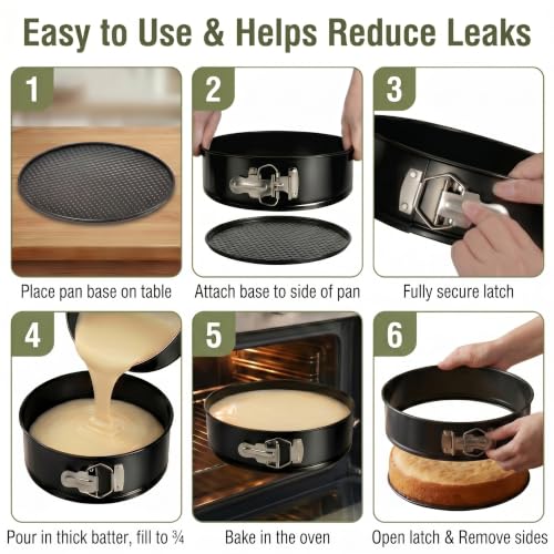 4mm Springform Pan Set of 3 Non-stick Leakproof Round Can Pans 6" 8" 10" - size: 6+8+10inch