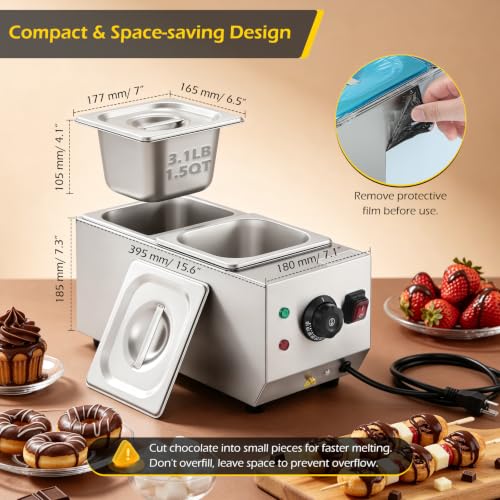 Dyna-Living Chocolate Melting Pot 2-Tanks Chocolate Tempering Machine