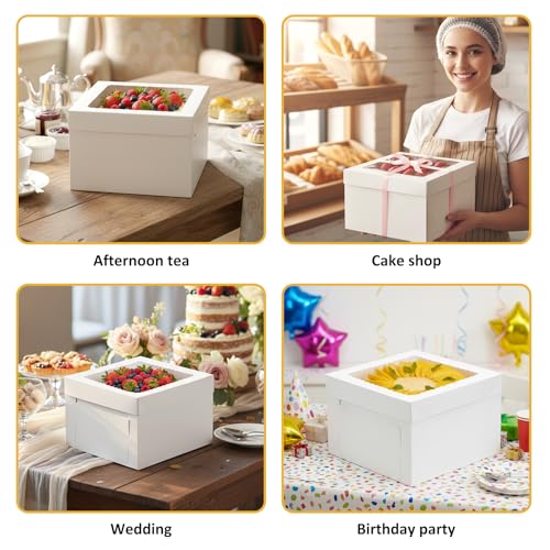 Moretoes 48pcs 12 Inch Cake Boxes with Cake Boards (24 Boxes & 24 Boards) - size: 48pcs-12*12*8in