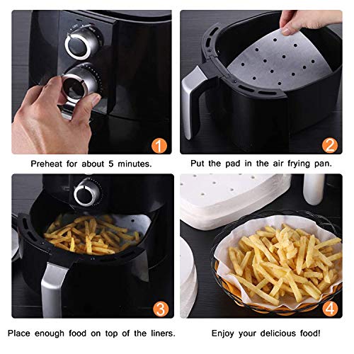 Air Fryer Parchment Paper Liners（11"×11"） Square 100Pcs Unbleached Compatible with XXXL Air Fryer,Perfect for 8.5QT/9.5QT/10QT Or Bigger Air Fryers (White) - color: White