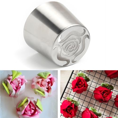 13 PCS Russian Piping Tips Set,Stainless Steel Icing Nozzles for Cake Decorating, Cream Flower Bouquet DIY Cookies, Desserts Baking Tools 1 XXL,1 Medium Leaf, 10 Piping Bags, 1 Brush - color: No.56 (XXL)