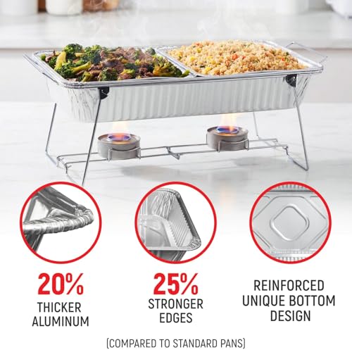 USA-Made Aluminum Foil Pans - Set of 25 Full Size 21" x 13" and 50 Half Size 9" x 13" Disposable Aluminum Trays for Chafing Racks - Great for Cooking, Heating, Food Storing - style: 75 Pans