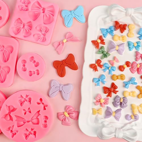 Bow Fondant Molds, 6 Pcs Bowknot Silicone Mold - color: Bow