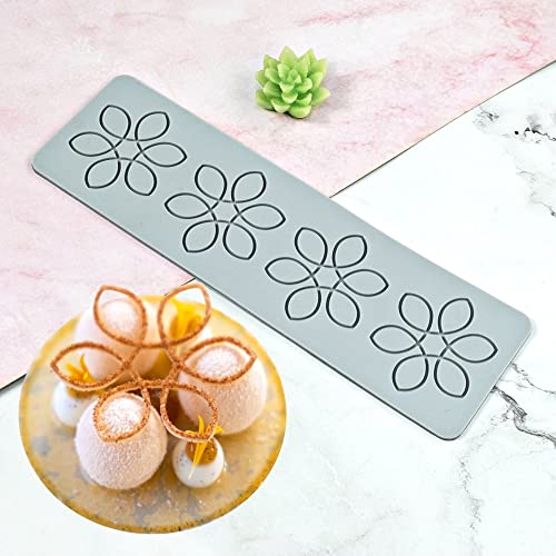 Silicone Lace Mold Hollow 3D Flower Fondant Molds Sugar Edible Cake Mat, Fondant Impression Lace Mats, Flower Pattern Lace Mat for Cake Decorating (Flower A_10x3x0.12 inch) - size: Flower A_10x3x0.12 inch