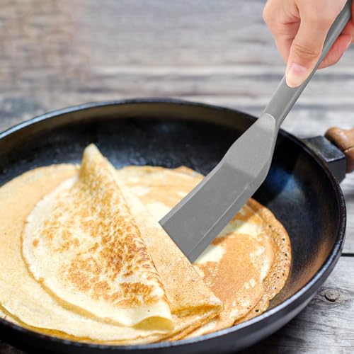 Zopeal 2 Pcs Crepe Spatula Narrow Silicone Long Non Stick, Black, Gray - color: Black, Gray
