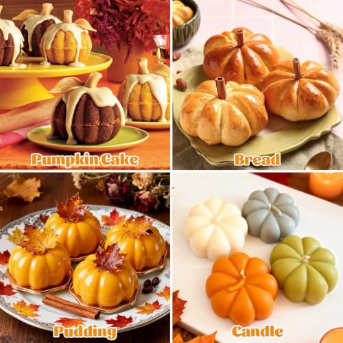 Halloween Pumpkin Silicone Molds 2 Pack, 6-Cavity Food Grade Pumpkin Molds, Nonstick Pumpkin Cake Molds Pumpkin Chocolate Mold for Baking, Soap, Candle Making Halloween DIY Craft