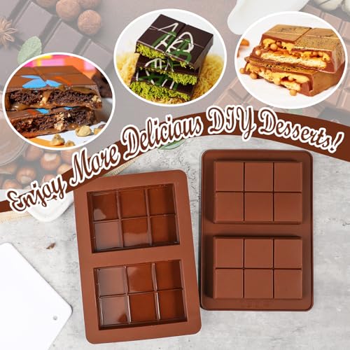 Webake Deep Mini-Sized Chocolate Bar Mold with 1 Scraper, 2-Cavity Silicone Dubai Chocolate Bar Mold for Filling Pistachio Knafeh, 100g Bar, Pack of 2 - style: Mini