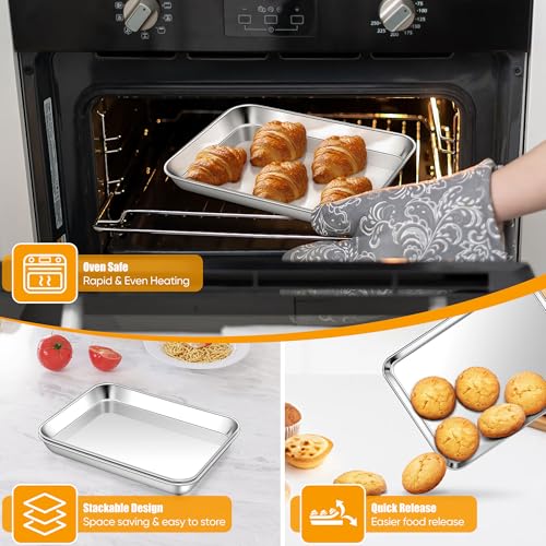 Homikit 1 Pack 10 x 8 Inches Small Stainless Steel Baking Sheet, Non Toxic - size: 10x8x1