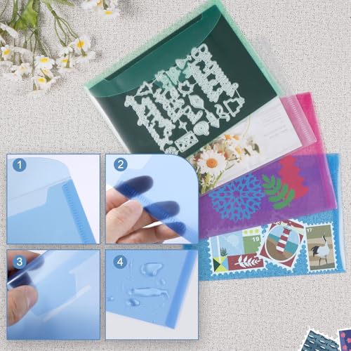 UNIMEIX 40 Pcs Magnetic Sheets for Die Storage Stamp and Die Storage Pockets Die Cut Storage for Card Making (20 Pcs Sheets+ 20 Pcs Bags,0.8 mm Thickness (TransparentBlueGreenRed) - color: TransparentBlueGreenRed