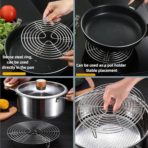 2Pcs Round Steamer Rack and Cooling Rack, Stainless Steel Steamer Rack, Steaming Baking Rack,For various cookware (20x7cm) - size: 20x7cm