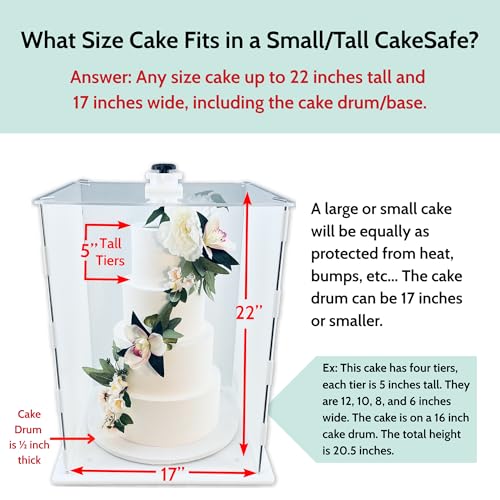 CAKESAFE Reusable Small/Tall Cake Transporter, Clear Plastic Cake Carrier (17" W x 22" H) - size: 17 x 22 in
