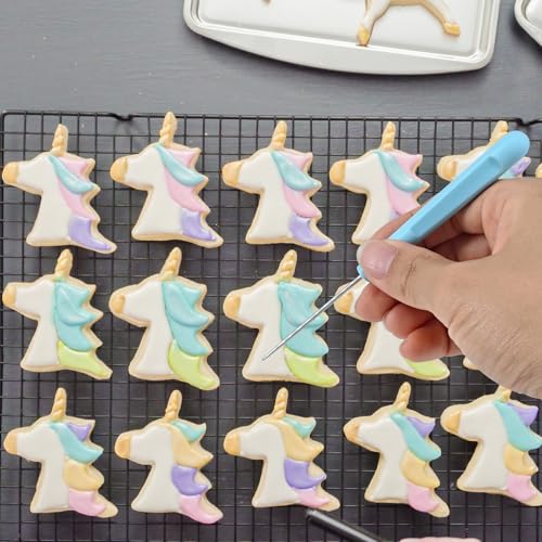 4-Piece Sugar Stir & Scribing Needle Set for Cookie Decorating, 5.2" Baking Kit Tools with Plastic Handles
