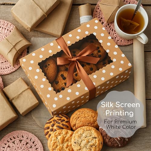 Christmas Cookie Boxes with Window & Ribbon (20 Pack) Baked Goods Packaging