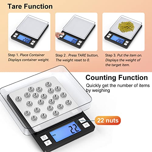 BOMATA Upgraded Small Food Scale with 0.1 g/0.001 oz High Precision - size: 0.1g/3kg Black (Rechargeable)