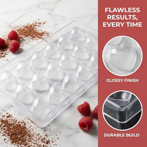 Candy Making Mold, Diamond Clear Polycarbonate Chocolate Mold Jelly Candy Making Mold 21-Piece Tray (Heart candy mold) - color: Heart candy mold