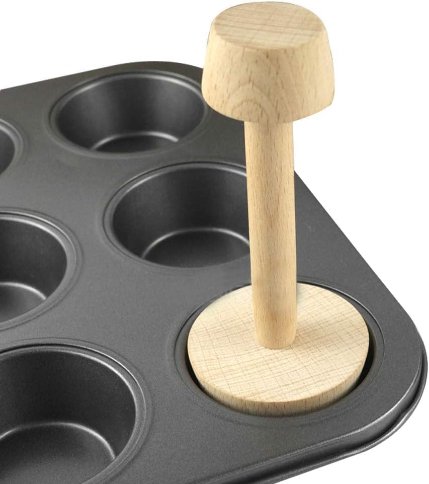 Woodiness Tart Tamper Pastry Tamper Double Side Wooden Egg Tart Tamper Mold DIY Cake Pastry Pusher for Kitchen Party Baking Tools, Pie, Tart and Quiche Pans