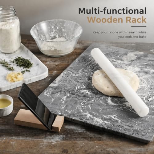 Natural Marble Rolling Pin for Baking, 12inch French Heavy Dough Roller - color: 12"x1.5"-White