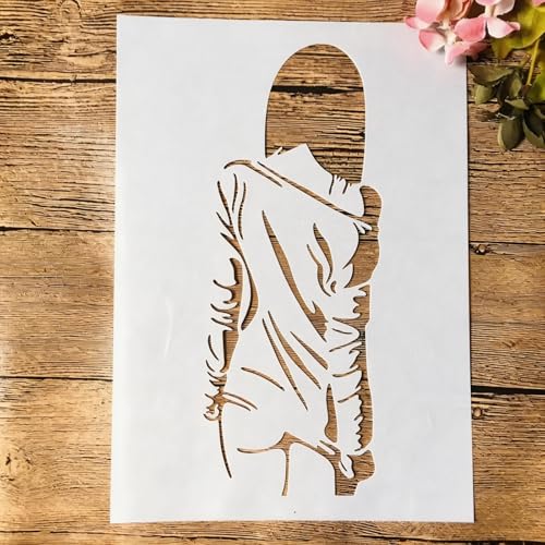 TIAMECH A4 Reusable Shy Dress Girl Stencil for Painting - style: Shy Dress Girl
