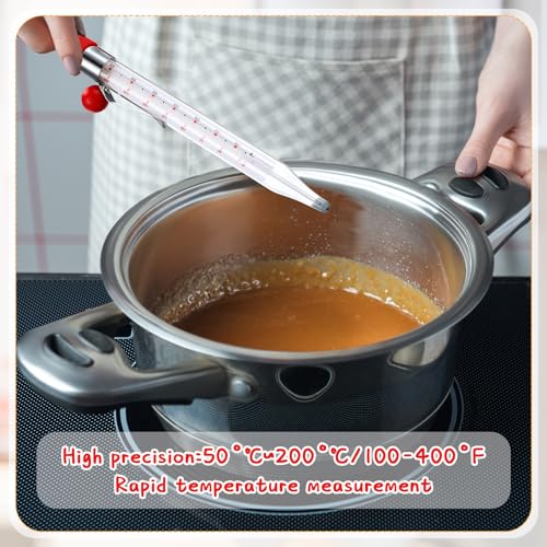 Photect 2 Pcs Candy Thermometer with Pot Clip 8", Red - color: Red