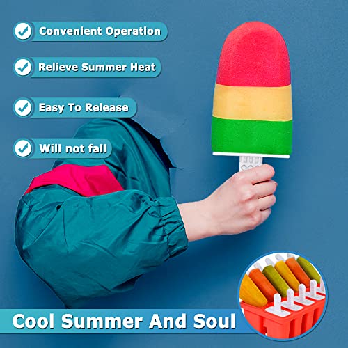 Silicone Popsicle Molds 10-cavity, DIY Ice Pop Mold for Kids Adult Teens, BPA Free Ice Cream Molds for Party Yogurt Juice Smoothies Sticks - color: Red-10 cavity