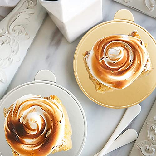 WANBAO 200 Pcs 4 Inch Round Mini Cake Boards Mousse Cupcake Base, Gold 9cm - size: 4 Inch (200 count)