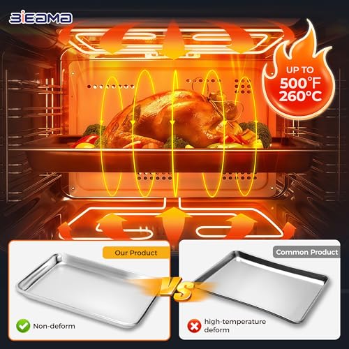 BIEAMA Aluminum Baking Sheet Pan Set of 4, 18" x 13"+ 13" × 10" - size: 4PACK 18"×13"+13"×10"