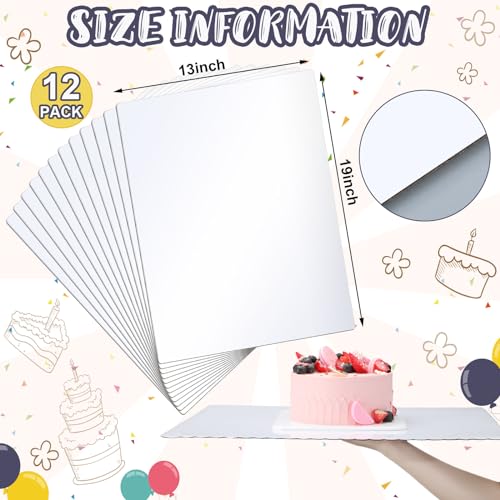 Skyygemm 12 Pcs 19 x 13 Inch Rectangle Cake Boards Half Sheet Cake Board - size: 19 x 13 Inch
