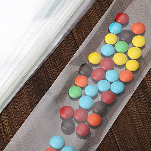 100 pcs Clear 2" x 10" Flat Cello Cellophane Bags Long chocolate covered pretzels Treat Bags chocolate bars bags candy bags for Gift Wrapping, Bakery, Cookie, Dessert, Party Favors Packaging with Color Twist Ties - size: 2x10 Inch (Pack of 100)