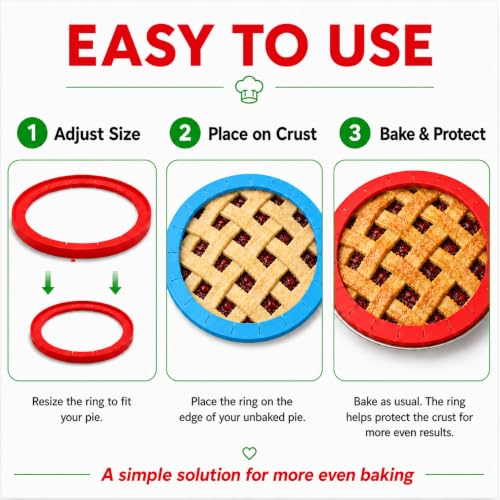 Adjustable Silicone Pie Crust Shield Edge Protector 2 Pcs Blue&Red - color: Red and Blue
