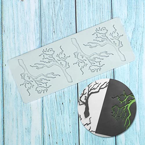Silicone Mold Hollow Love Heart Shape Tree Leaf Lace Molds Chocolate Candy Fondant Mold 3D Tree Branch Leaves Cake Fondant Silicone Mold Clay Mould for Cupcake Top Sugar Craft (B_8.12x3.2x0.12inch) - size: B_8.12x3.2x0.12inch
