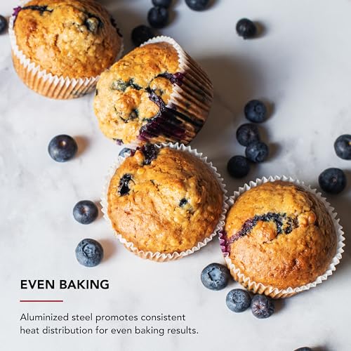 KitchenAid Nonstick Aluminized Steel Muffin Pan, Contour Silver, 12 Cup (Pack of 6) - color: Contour Silver, size: 12 Cup (Pack of 6)