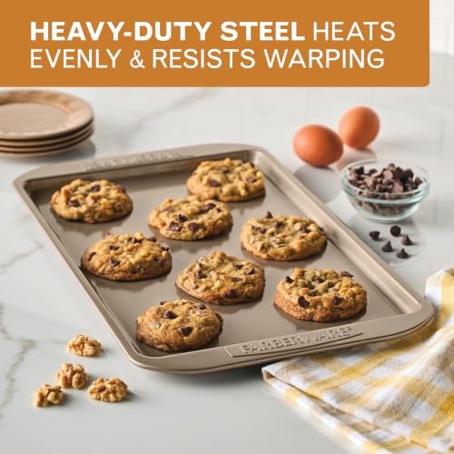 Farberware Nonstick Bakeware 10 x 15" Cookie Pan, Metal Baking Pan, Mocha - size: 10" x 15"