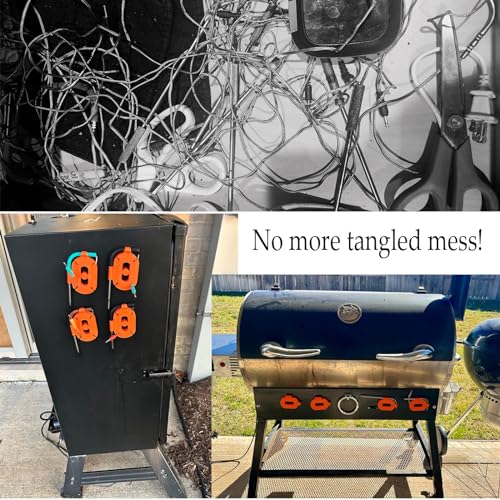 Temperature Probe Spool for BBQ Thermometer with Strong Magnets, Meat Probe Winder Organizer Perfect for Wrapping Wire for Store,Travel, BBQ Grill Accessories Tools - Presents for Men Dad（4-Pack）