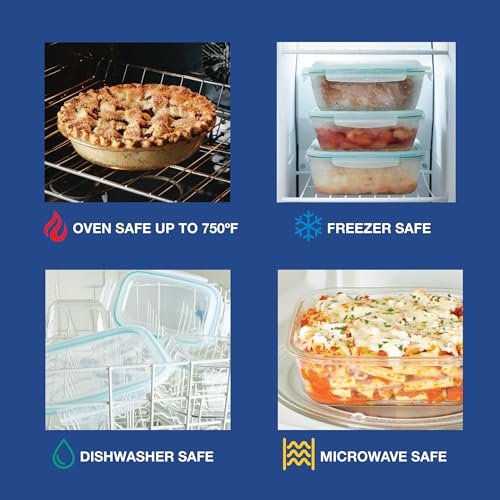 LocknLock LOCK & LOCK Purely Better Glass Round Pie Baking Dish/Food Storage Container with Lid, Clear, 9.5 Inch (Pack of 4) - style: Pie Dish (Pack of 4)