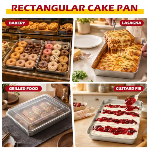 Leonyo Focaccia Bread Pan with Lid, 10.5x 8x 2 Inch Deep Cake Pan Sheet - size: 10.5 x 8IN
