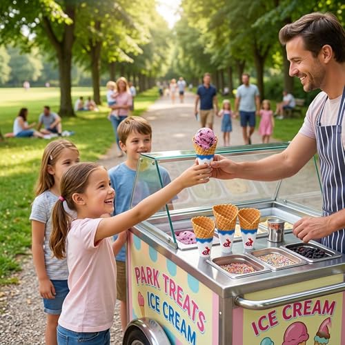 Large Waffle Cones For Ice Cream, Sugar Cone Style, Crisp Texture, Premium Waffle Cones, Dessert Cups (Pack Of 196)
