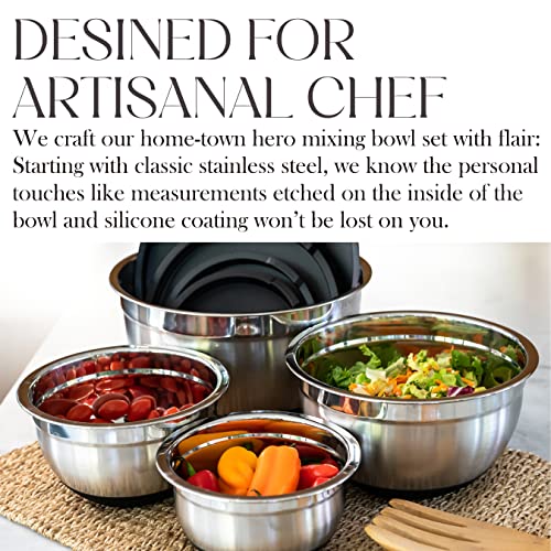 Bellemain Stainless Steel Mixing Bowls with Airtight Lids Set - Set of 5 - size: 5 Piece