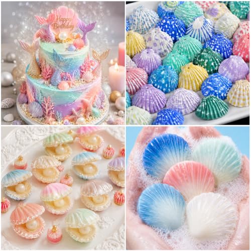 Juome Shell Shaped Silicone Molds - 2 Pack Seashell Chocolate Baking Molds - color: 2Pcs Small Seashell
