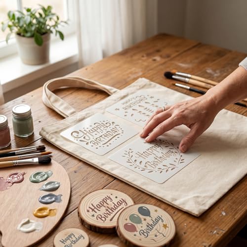 20Pcs 4x4Inch Reusable Birthday Stencils Set for DIY Happy Birthday Cookie/Wood/Wall/Fabric Decor/DIY Crafts (2)
