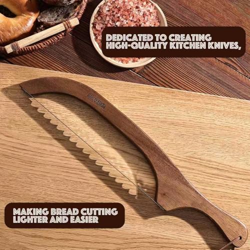 RAPSAKEMOH Bread Knife for Homemade Bread,Bread slicer for Homemade Bread - color: Brown