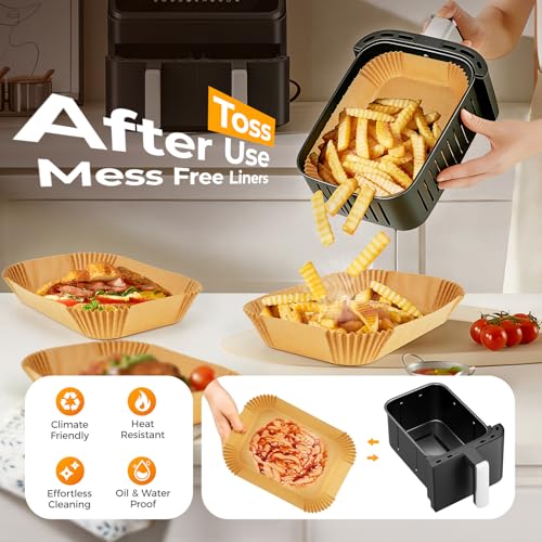 125Pcs Air Fryer Liners Disposable for Dual Basket 8x5.5 Inch Rectangle - size: 8*5.5"Rectangle